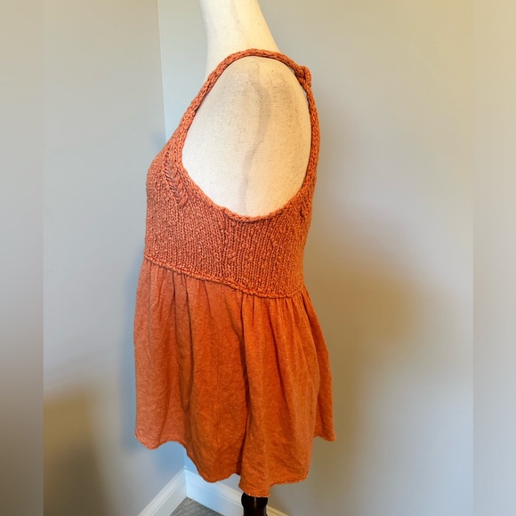 Sz S Free People rust crochet sleeveless top tunic style - Picture 6 of 8